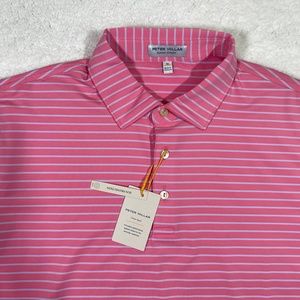 Peter Millar Summer Comfort Mens Medium Crown Sport Pink Striped Polo Shirt M